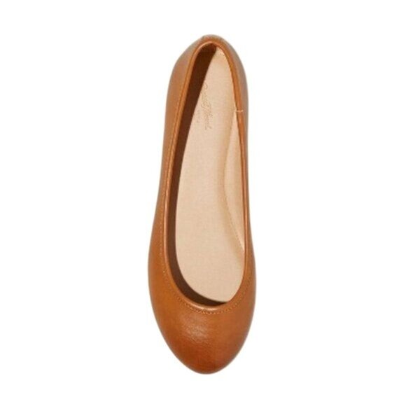 A New Day Women's Cognac Faux Leather Flats Size 7W - Picture 1 of 10